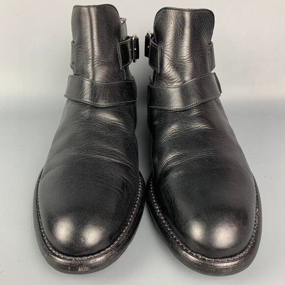 JUSTIN DEAKIN Size 7 Black Leather Double Buckle Ankle Boots main image 5